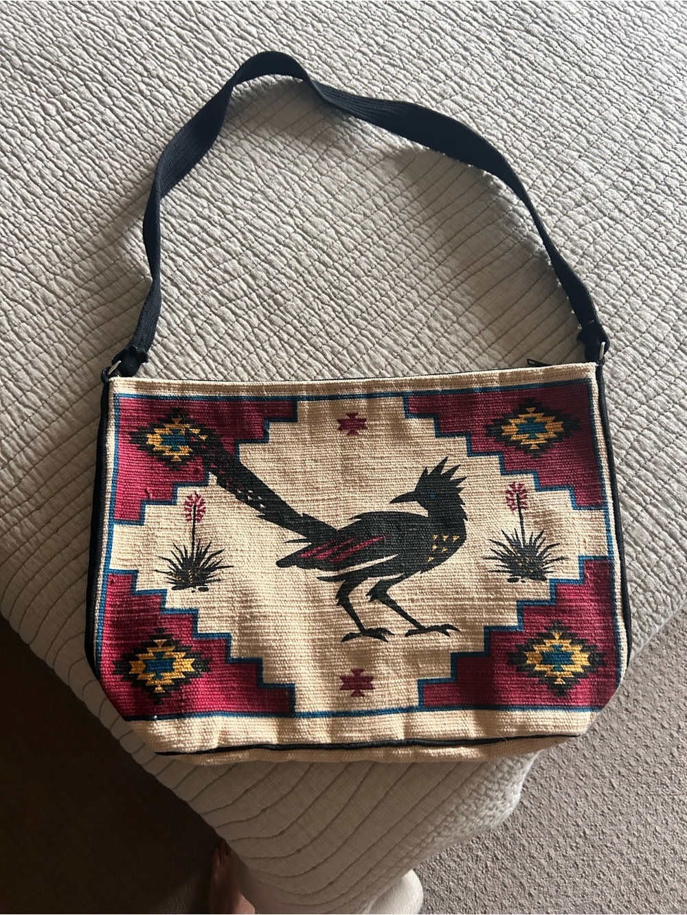 Southwestern Roadrunner Tapestry Shoulder Bag Boho Western Aztec Purse 🌵